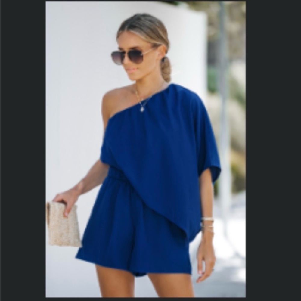 NWT Cupshe Royal Blue One-Shoulder Romper